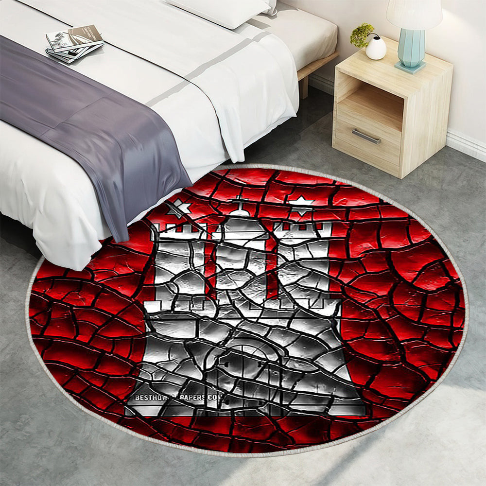 Flagge Der Deutschen Bundesländer Hamburg Teppich Rund, Teppiche - Rissiger Boden Outdoor Teppich Rund, Deutschland Teppich Wohnzimmer, Carpet, Rug