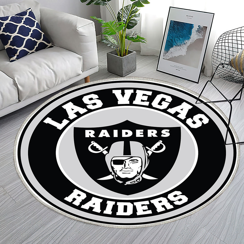 Las Vegas Raiders Kreis Logo Teppich Rund, Teppiche - Outdoor Teppich Rund, Teppich Wohnzimmer, Carpet, Rug