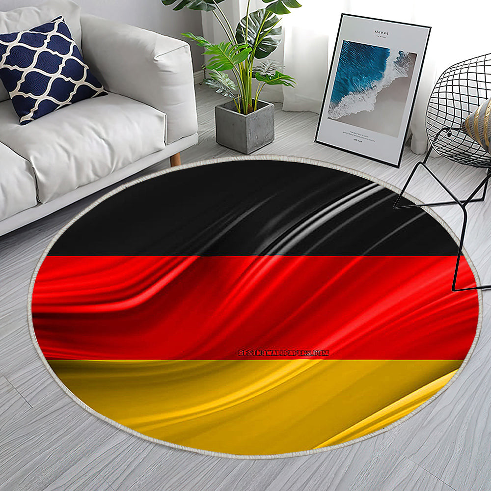Deutsche Flagge Teppich Rund, Teppiche - Europäische Länder Outdoor Teppich Rund, 3D Wellen Teppich Wohnzimmer, Carpet, Rug