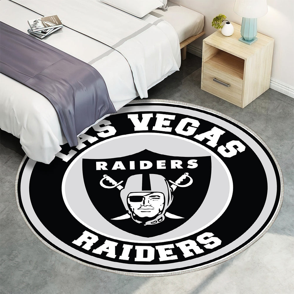 Las Vegas Raiders Kreis Logo Teppich Rund, Teppiche - Outdoor Teppich Rund, Teppich Wohnzimmer, Carpet, Rug
