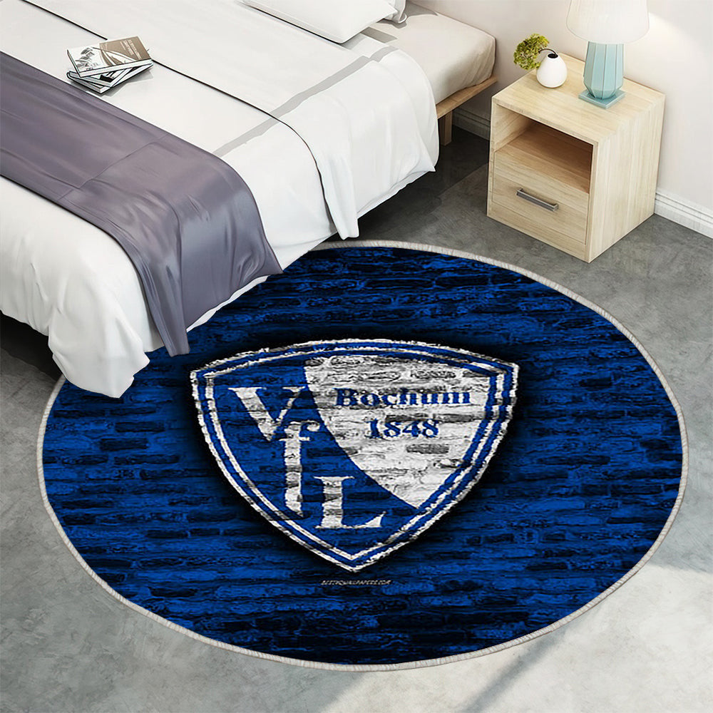 Bochumer Fc Teppich Rund, Teppiche - Blaue Ziegelwand Outdoor Teppich Rund, Fußball Teppich Wohnzimmer, Carpet, Rug