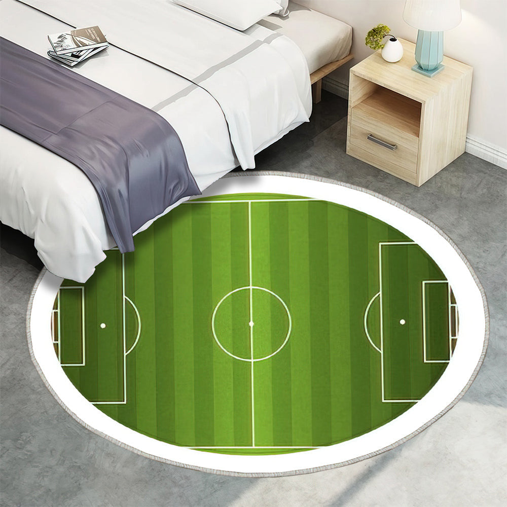 Realistischer Vektor Fußball Fußballplatz Teppich Rund, Teppiche - Outdoor Teppich Rund, Teppich Wohnzimmer, Carpet, Rug