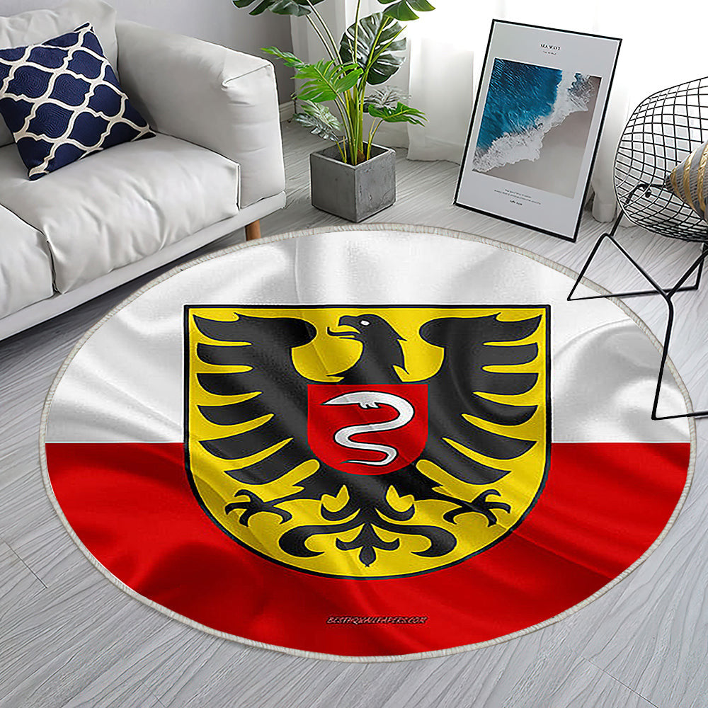 Aalener Fahne Seideneffekt Teppich Rund, Teppiche - Seidenfahne Outdoor Teppich Rund, Deutsche Stadt Teppich Wohnzimmer, Carpet, Rug