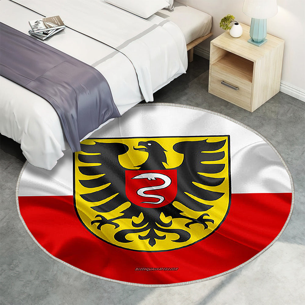Aalener Fahne Seideneffekt Teppich Rund, Teppiche - Seidenfahne Outdoor Teppich Rund, Deutsche Stadt Teppich Wohnzimmer, Carpet, Rug