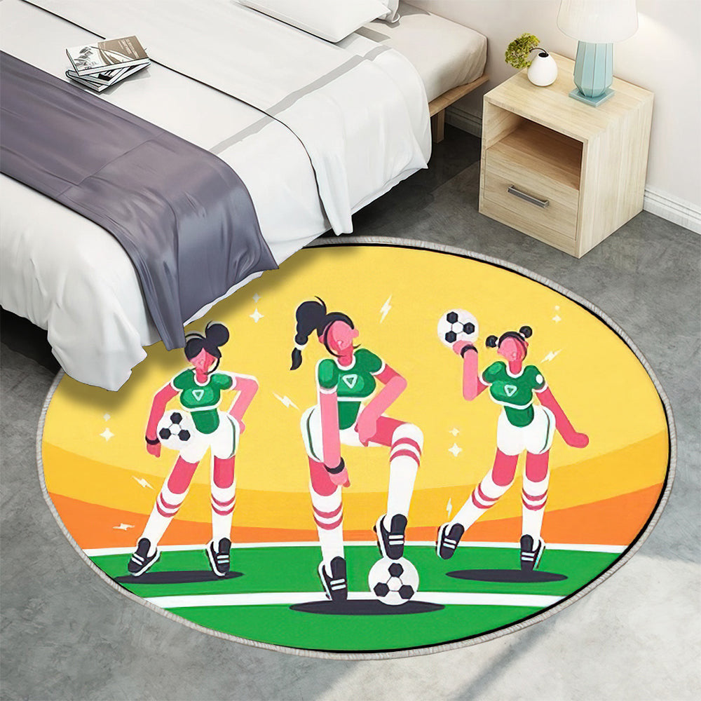 Fußball Frauenmannschaft Teppich Rund, Teppiche - Outdoor Teppich Rund, Teppich Wohnzimmer, Carpet, Rug