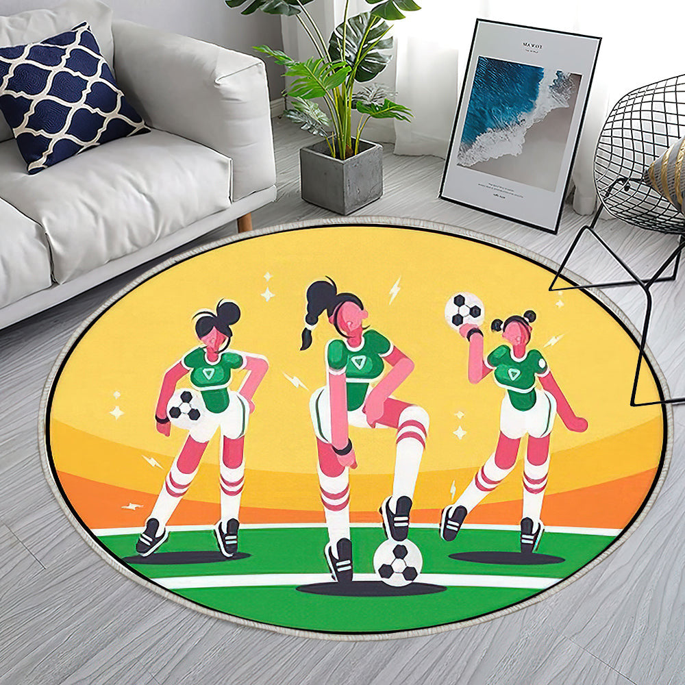 Fußball Frauenmannschaft Teppich Rund, Teppiche - Outdoor Teppich Rund, Teppich Wohnzimmer, Carpet, Rug