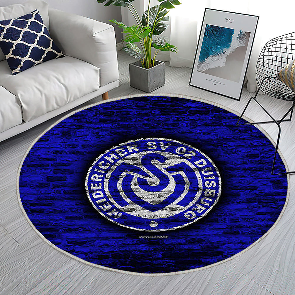 Fc Duisburg Teppich Rund, Teppiche - Blaue Ziegelwand Outdoor Teppich Rund, Fußball Teppich Wohnzimmer, Carpet, Rug