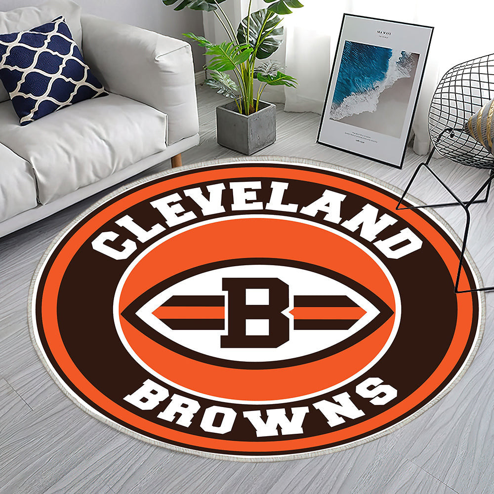 Cleveland Browns Kreis Logo Teppich Rund, Teppiche - Outdoor Teppich Rund, Teppich Wohnzimmer, Carpet, Rug