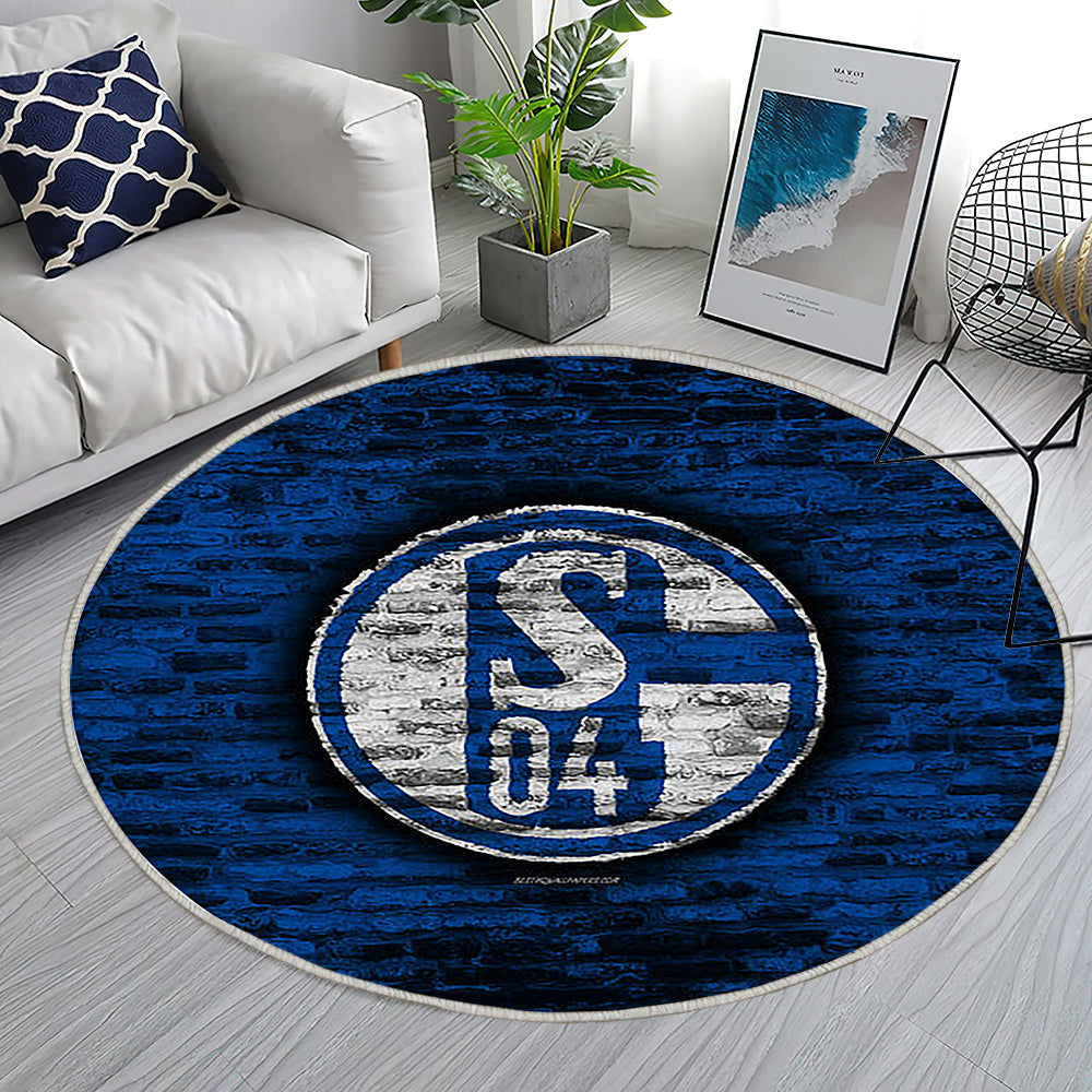 Fc Schalke 04 Teppich Rund, Teppiche - Blaue Ziegelwand Outdoor Teppich Rund, Fußball Teppich Wohnzimmer, Carpet, Rug