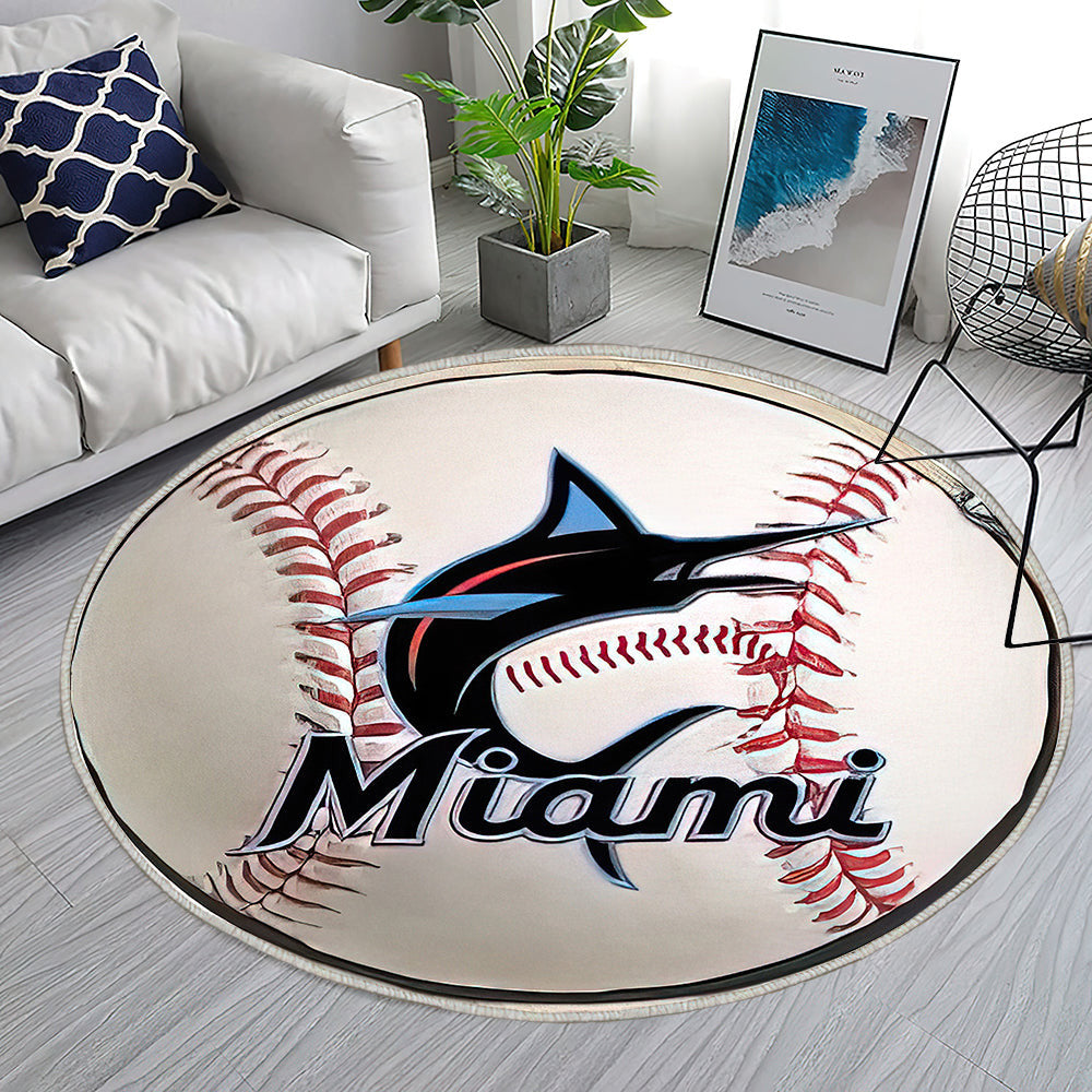 Miami Marlins Baseball Teppich Rund, Teppiche - Outdoor Teppich Rund, Teppich Wohnzimmer, Carpet, Rug