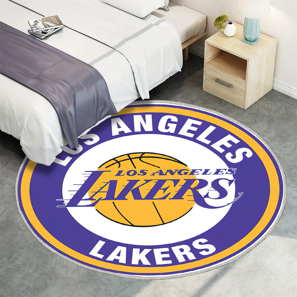 Kreislogo der Los Angeles Lakers Teppich Rund, Teppiche - Outdoor Teppich Rund, Teppich Wohnzimmer, Carpet, Rug
