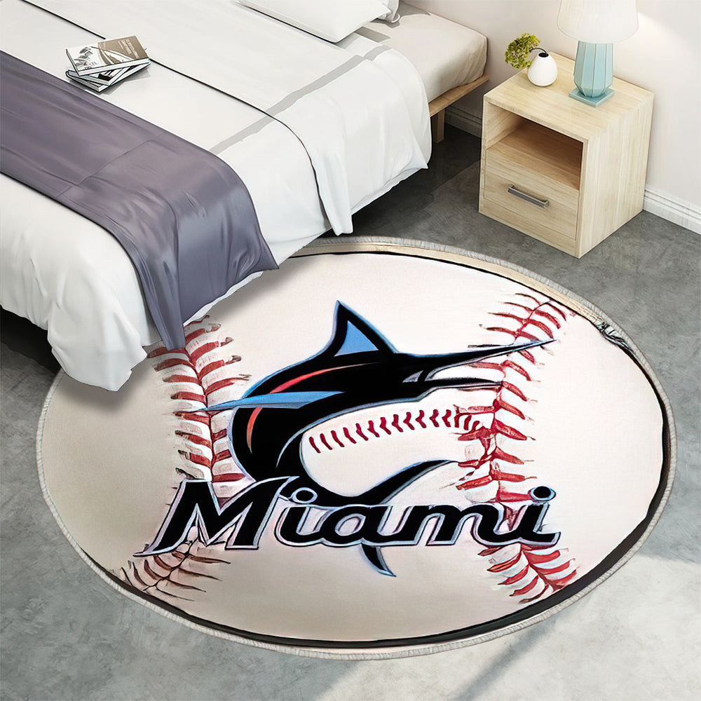 Miami Marlins Baseball Teppich Rund, Teppiche - Outdoor Teppich Rund, Teppich Wohnzimmer, Carpet, Rug