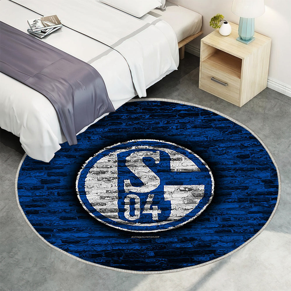 Fc Schalke 04 Teppich Rund, Teppiche - Blaue Ziegelwand Outdoor Teppich Rund, Fußball Teppich Wohnzimmer, Carpet, Rug