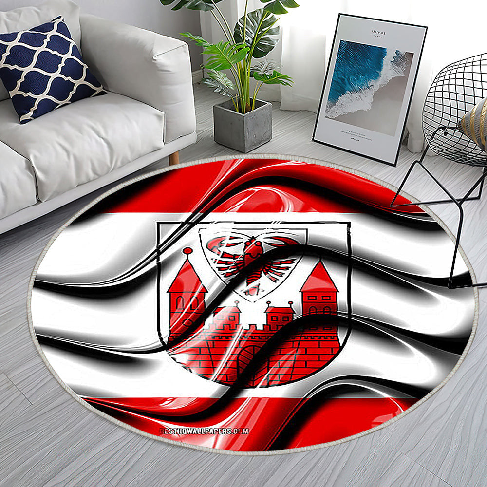 Cottbus Flag Städte In Deutschland Teppich Rund, Teppiche - Europa Outdoor Teppich Rund, Flagge Von Cottbus Teppich Wohnzimmer, Carpet, Rug