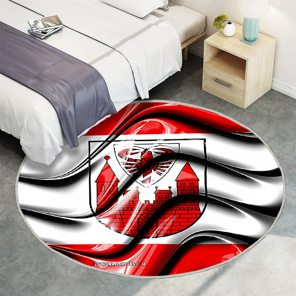 Cottbus Flag Städte In Deutschland Teppich Rund, Teppiche - Europa Outdoor Teppich Rund, Flagge Von Cottbus Teppich Wohnzimmer, Carpet, Rug