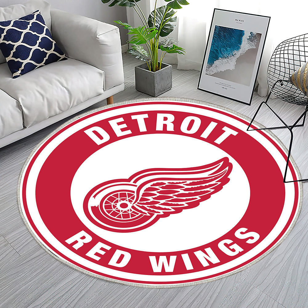Detroit Red Wings Kreis Logo Teppich Rund, Teppiche - Outdoor Teppich Rund, Teppich Wohnzimmer, Carpet, Rug
