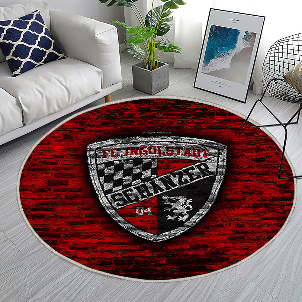 Fc Ingolstadt 04 Teppich Rund, Teppiche - Rote Backsteinmauer Outdoor Teppich Rund, Fußball Teppich Wohnzimmer, Carpet, Rug