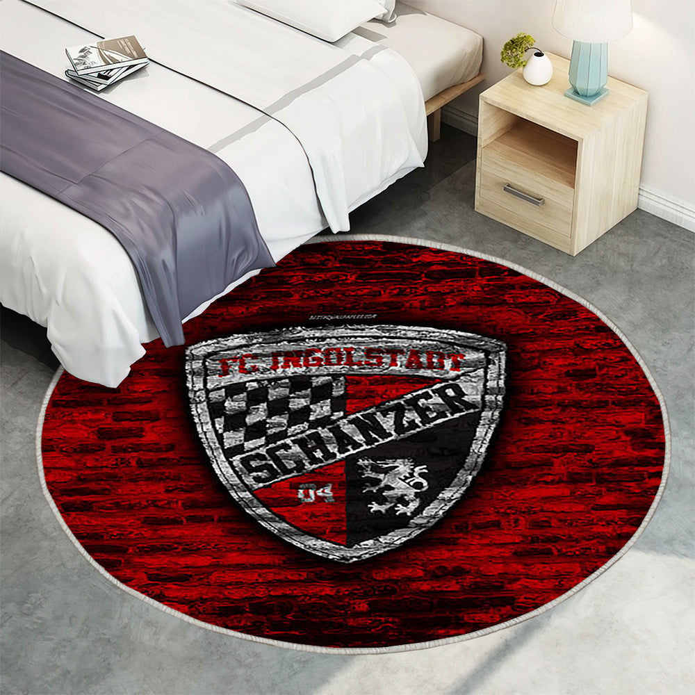Fc Ingolstadt 04 Teppich Rund, Teppiche - Rote Backsteinmauer Outdoor Teppich Rund, Fußball Teppich Wohnzimmer, Carpet, Rug