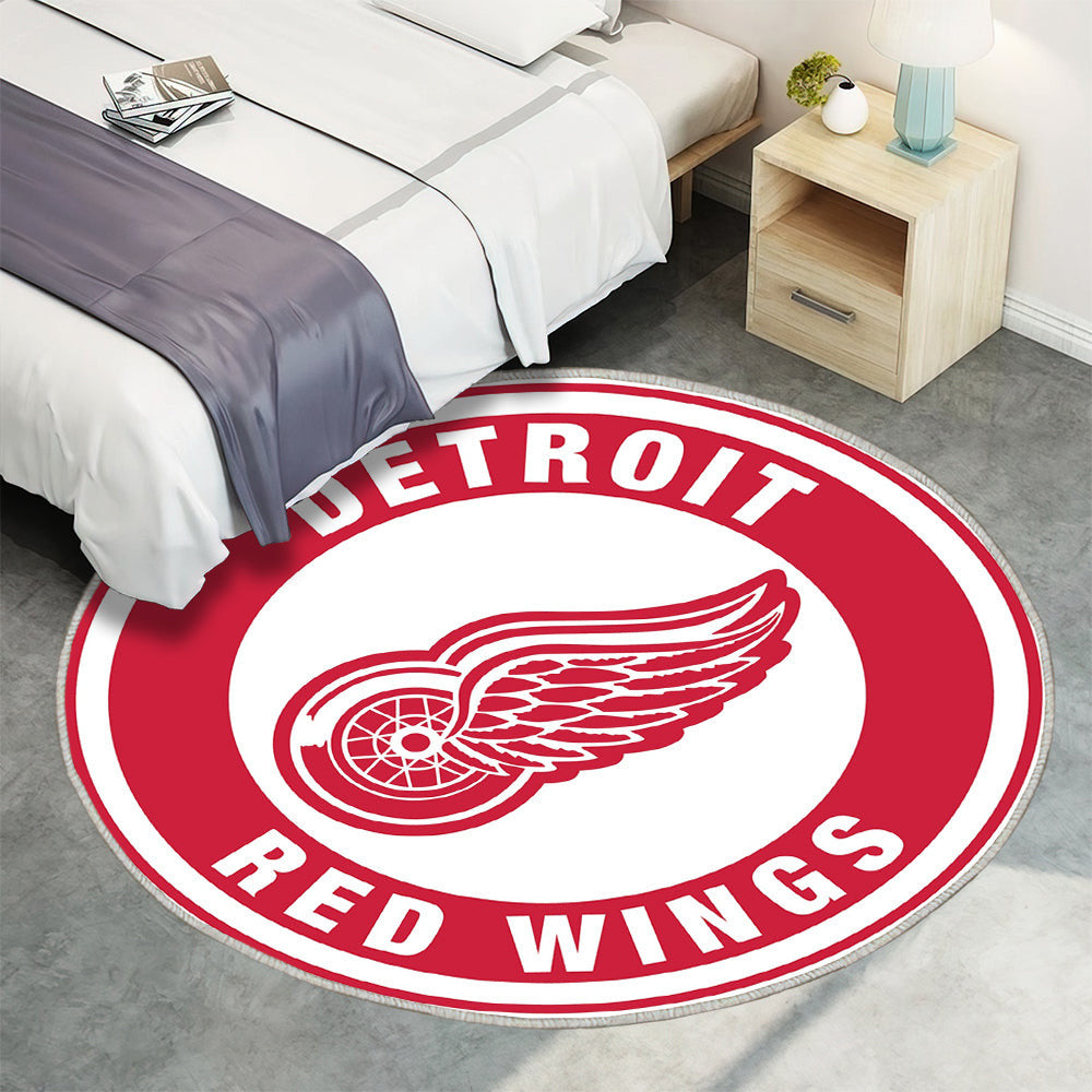 Detroit Red Wings Kreis Logo Teppich Rund, Teppiche - Outdoor Teppich Rund, Teppich Wohnzimmer, Carpet, Rug