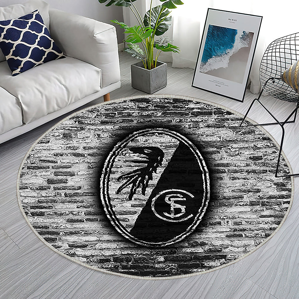 Freiburg Fc Teppich Rund, Teppiche - Weiße Ziegelwand Outdoor Teppich Rund, Teppich Wohnzimmer, Carpet, Rug