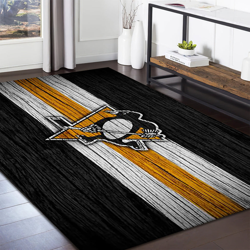 Pittsburgh Penguins Nhl Team Logo Grey Wooden teppich, teppiche-grau aus holz outdoor teppich, teppich wohnzimmer, Küchenteppich, kinderzimmer, modern