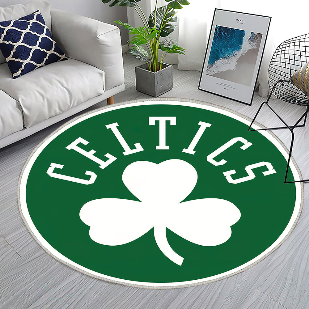 Clover Circle Logo der Boston Celtics Teppich Rund, Teppiche - Outdoor Teppich Rund, Teppich Wohnzimmer, Carpet, Rug