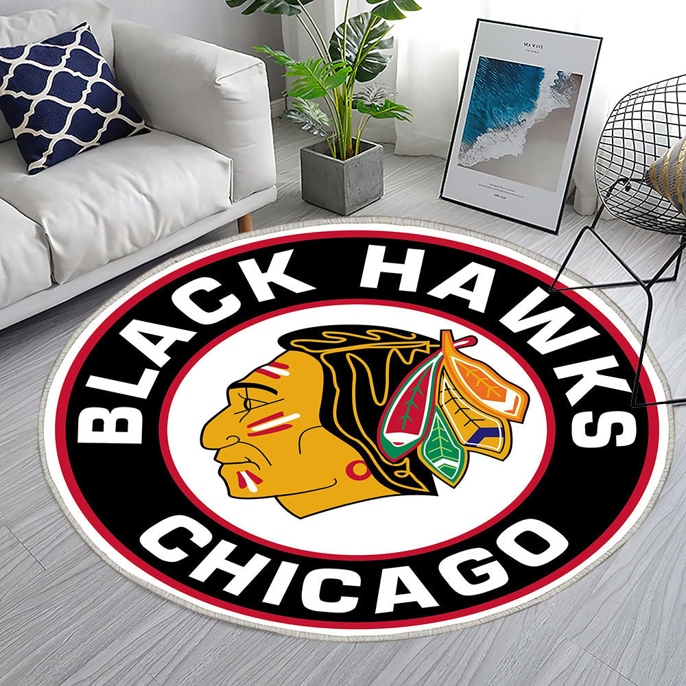 Chicago Blackhawks Circle Logo Teppich Rund, Teppiche - Outdoor Teppich Rund, Teppich Wohnzimmer, Carpet, Rug
