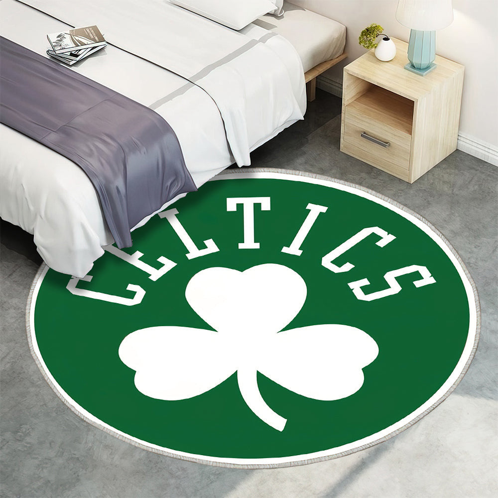 Clover Circle Logo der Boston Celtics Teppich Rund, Teppiche - Outdoor Teppich Rund, Teppich Wohnzimmer, Carpet, Rug
