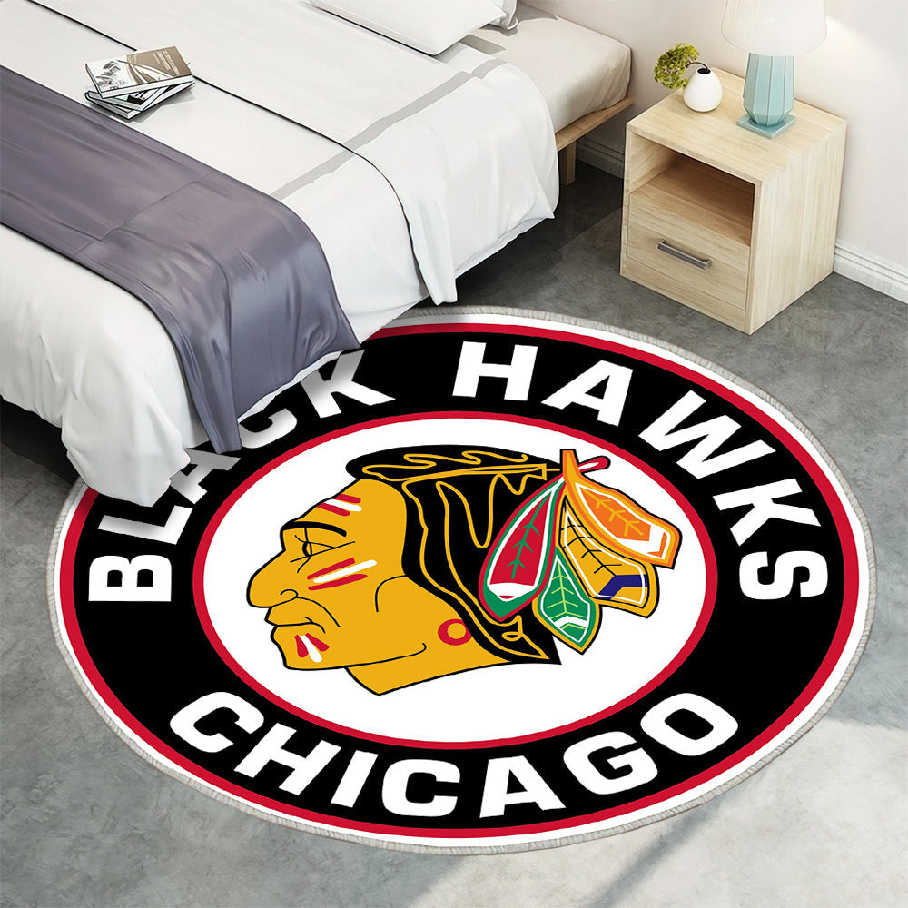 Chicago Blackhawks Circle Logo Teppich Rund, Teppiche - Outdoor Teppich Rund, Teppich Wohnzimmer, Carpet, Rug