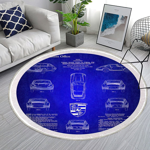 1964 Porsche Autopatent 4 Teppich Rund, Teppiche - Outdoor Teppich Rund, Teppich Wohnzimmer, Carpet, Rug