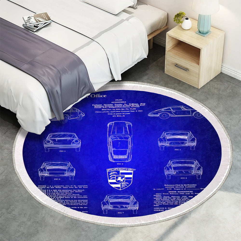1964 Porsche Autopatent 4 Teppich Rund, Teppiche - Outdoor Teppich Rund, Teppich Wohnzimmer, Carpet, Rug