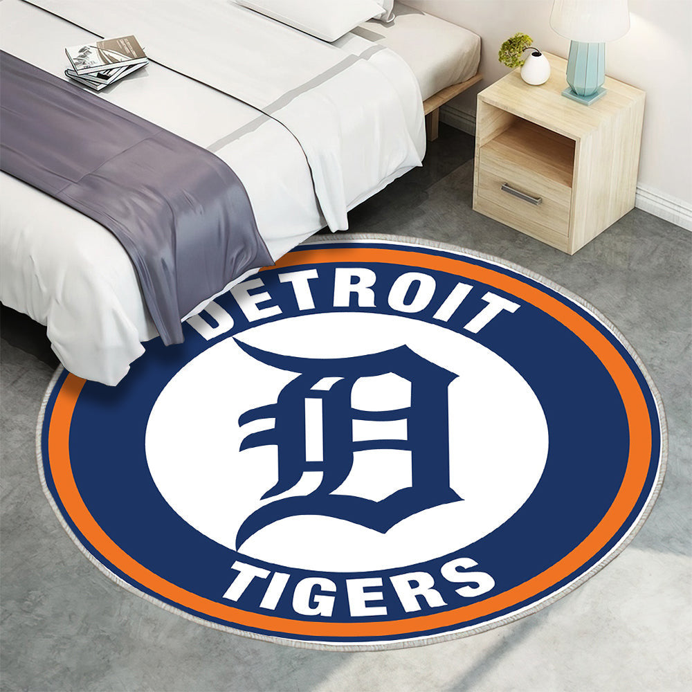 Logo Kreis der Detroit Tigers Teppich Rund, Teppiche - Outdoor Teppich Rund, Teppich Wohnzimmer, Carpet, Rug