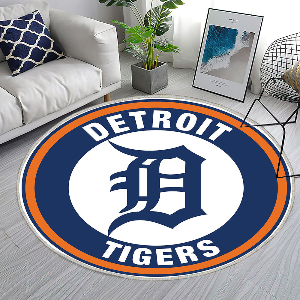Logo Kreis der Detroit Tigers Teppich Rund, Teppiche - Outdoor Teppich Rund, Teppich Wohnzimmer, Carpet, Rug