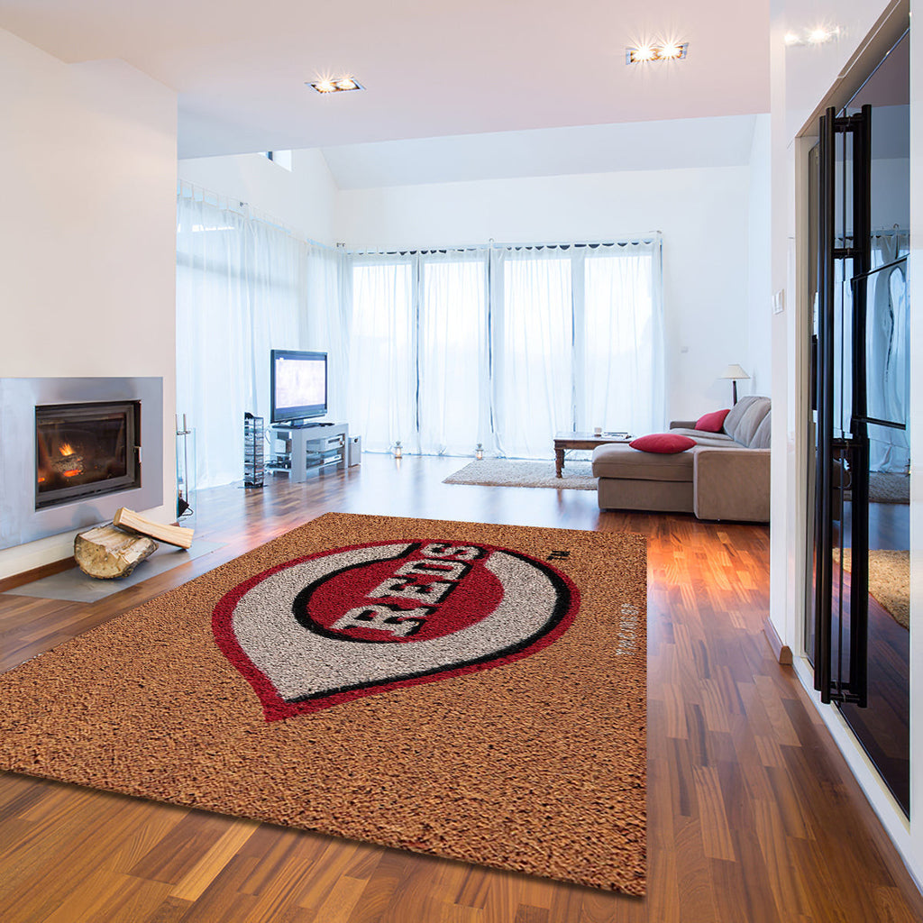 Cincinnati Reds Logo Coir teppich, teppiche - aus Kokosfaser outdoor teppich, teppich wohnzimmer , Küchenteppich, kinderzimmer, modern