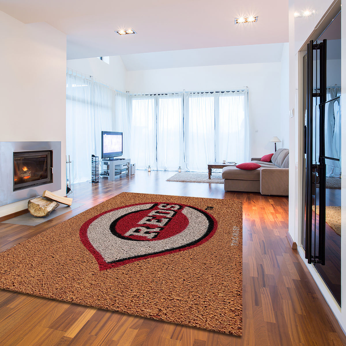 Cincinnati Reds Logo Coir teppich, teppiche - aus Kokosfaser outdoor teppich, teppich wohnzimmer , Küchenteppich, kinderzimmer, modern