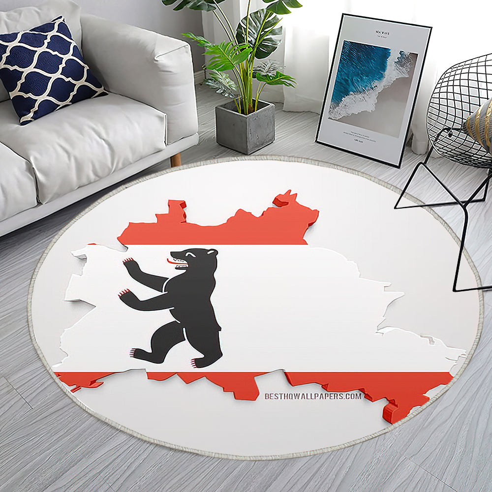 Berliner Kartensilhouette Teppich Rund, Teppiche - 3D Flagge Von Berlin Outdoor Teppich Rund, 3D Kunst Teppich Wohnzimmer, Carpet, Rug