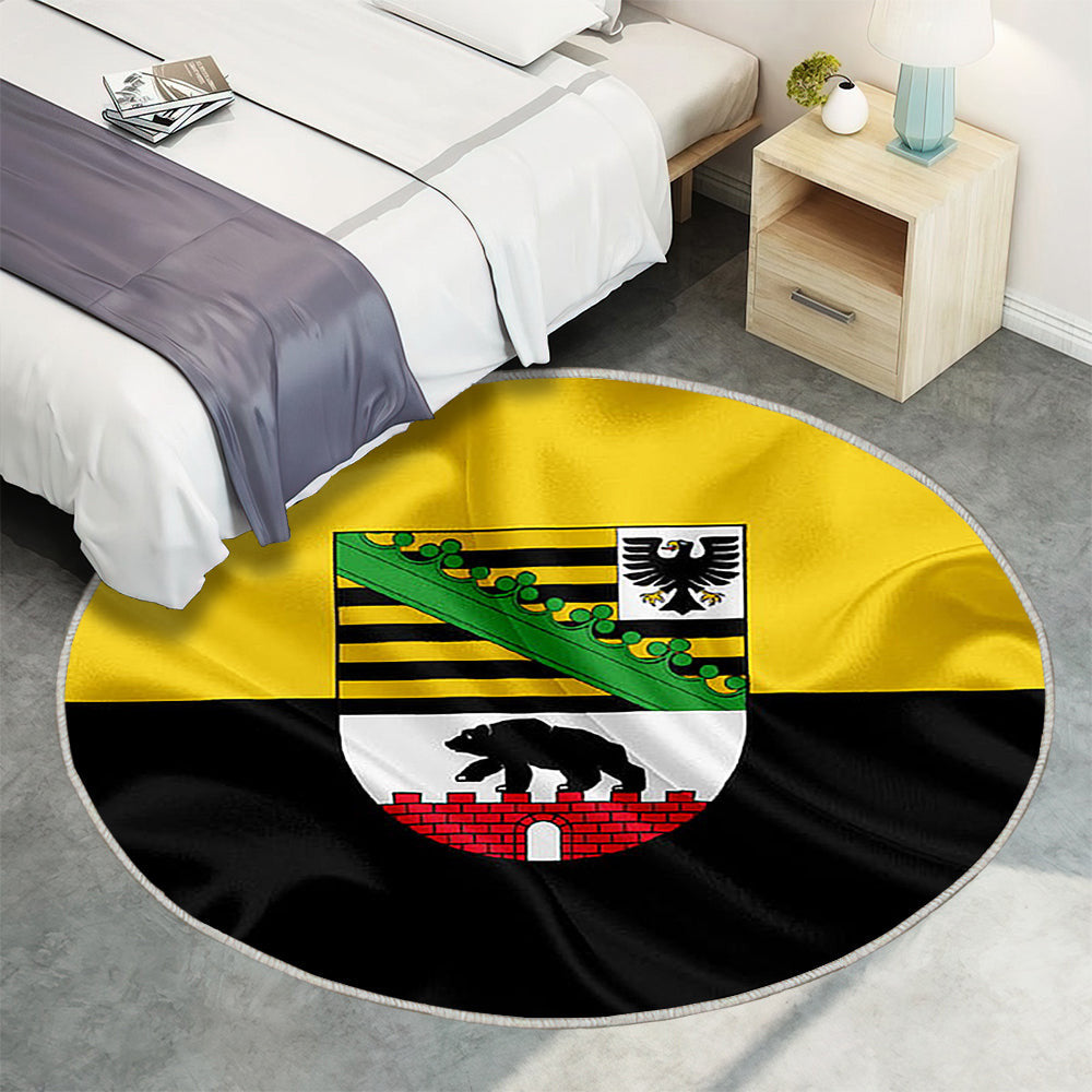 Flagge Von Sachsen Anhalt Teppich Rund, Teppiche - Land Deutschland Outdoor Teppich Rund, Flaggen Deutscher Länder Teppich Wohnzimmer, Carpet, Rug