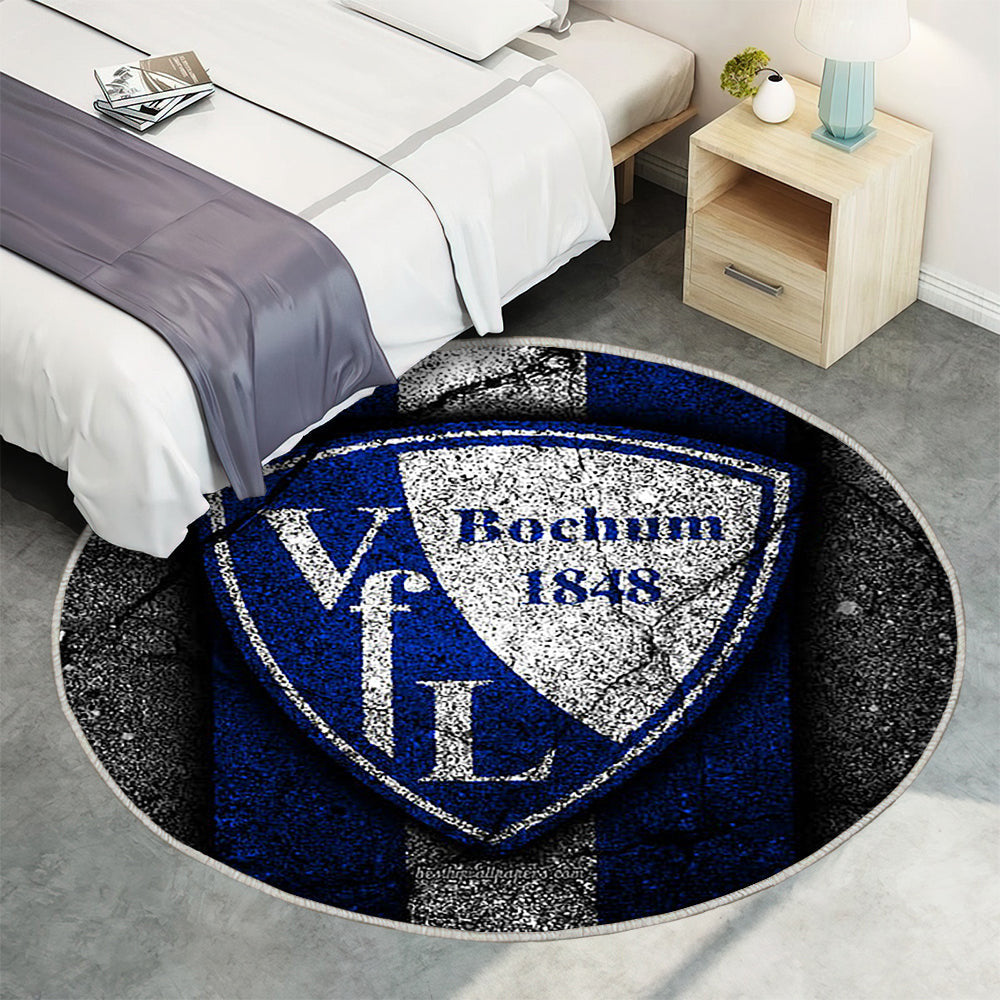 Bochumer Fc Grunge Teppich Rund, Teppiche - Bundesliga 2 Outdoor Teppich Rund, Schwarzer Stein Teppich Wohnzimmer, Carpet, Rug