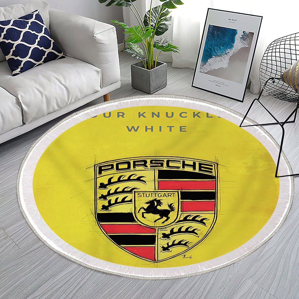 Porsche Es Wird Ihre Fingerknöchel Weiß Und Ihre Nachbarn Gre Machen Teppich Rund, Teppiche - Porsche Zitat Outdoor Teppich Rund, Teppich Wohnzimmer, Carpet, Rug