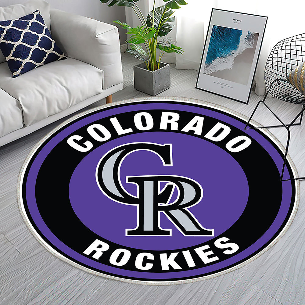 Colorado Rockies Kreis Logo Teppich Rund, Teppiche - Outdoor Teppich Rund, Teppich Wohnzimmer, Carpet, Rug