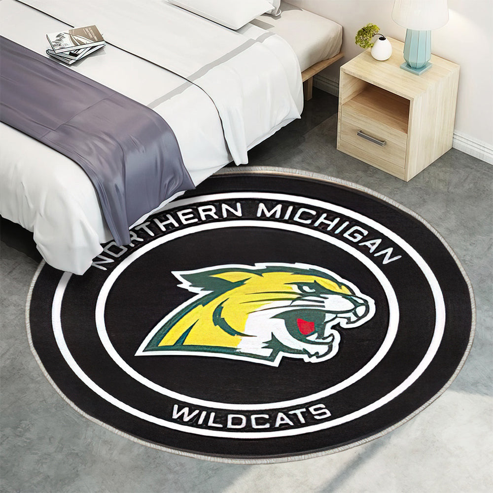 Hockey Puck Der Northern Michigan Wildcats Teppich Rund, Teppiche - Outdoor Teppich Rund, Teppich Wohnzimmer, Carpet, Rug