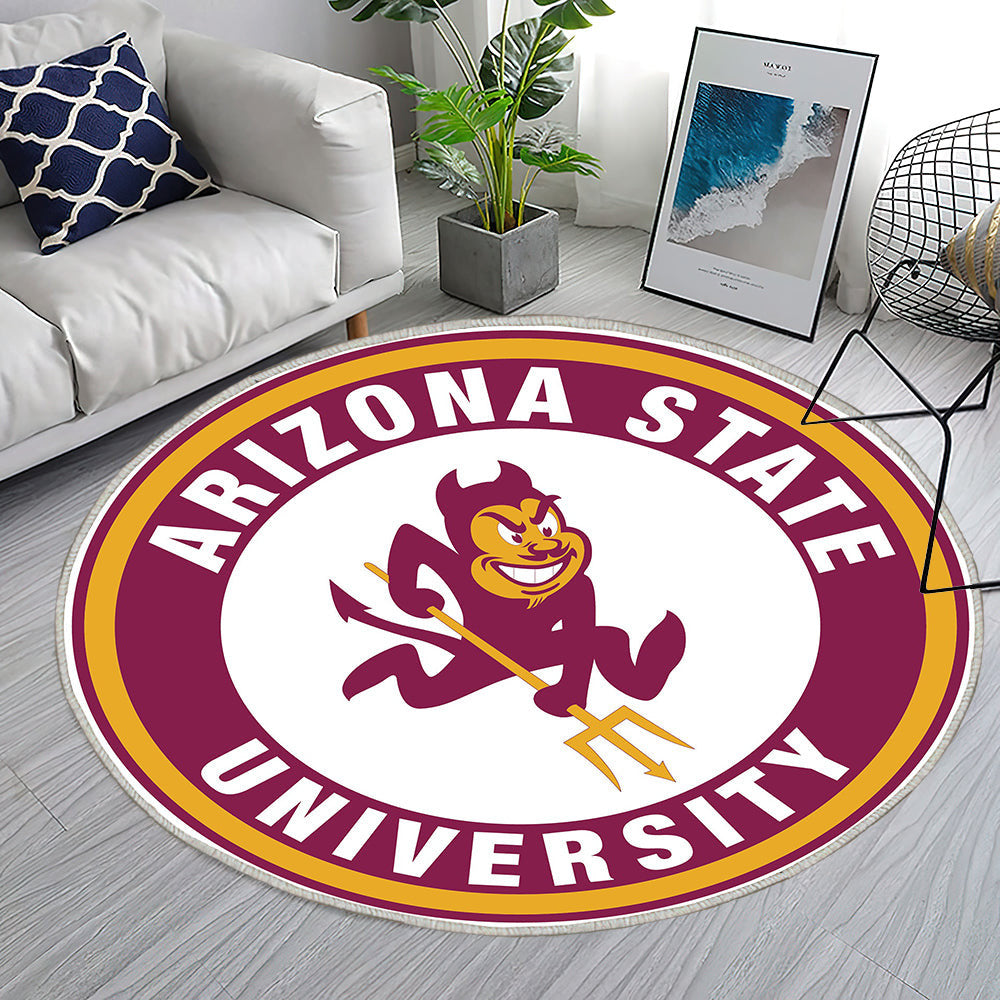 Arizona State Devil Circle Logo Teppich Rund, Teppiche - Outdoor Teppich Rund, Teppich Wohnzimmer, Carpet, Rug