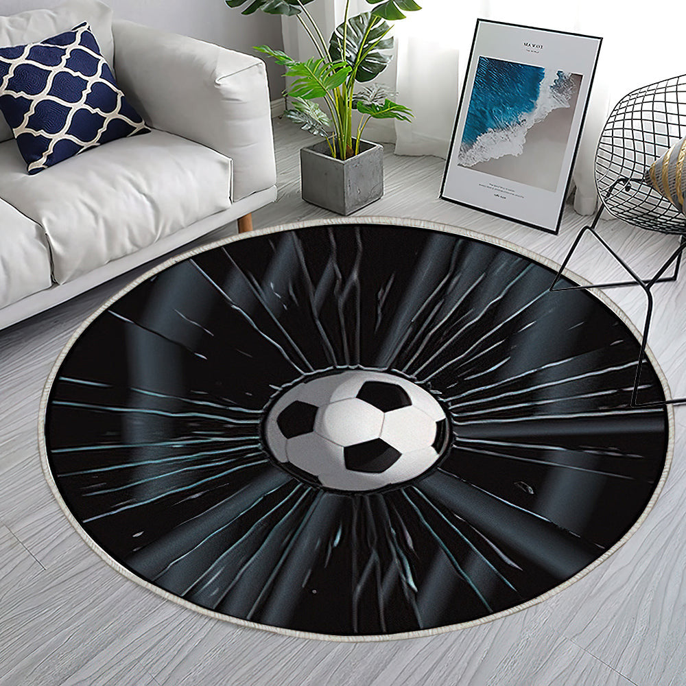 Zerbrochenes Glas 2 Fußball Teppich Rund, Teppiche - Outdoor Teppich Rund, Teppich Wohnzimmer, Carpet, Rug