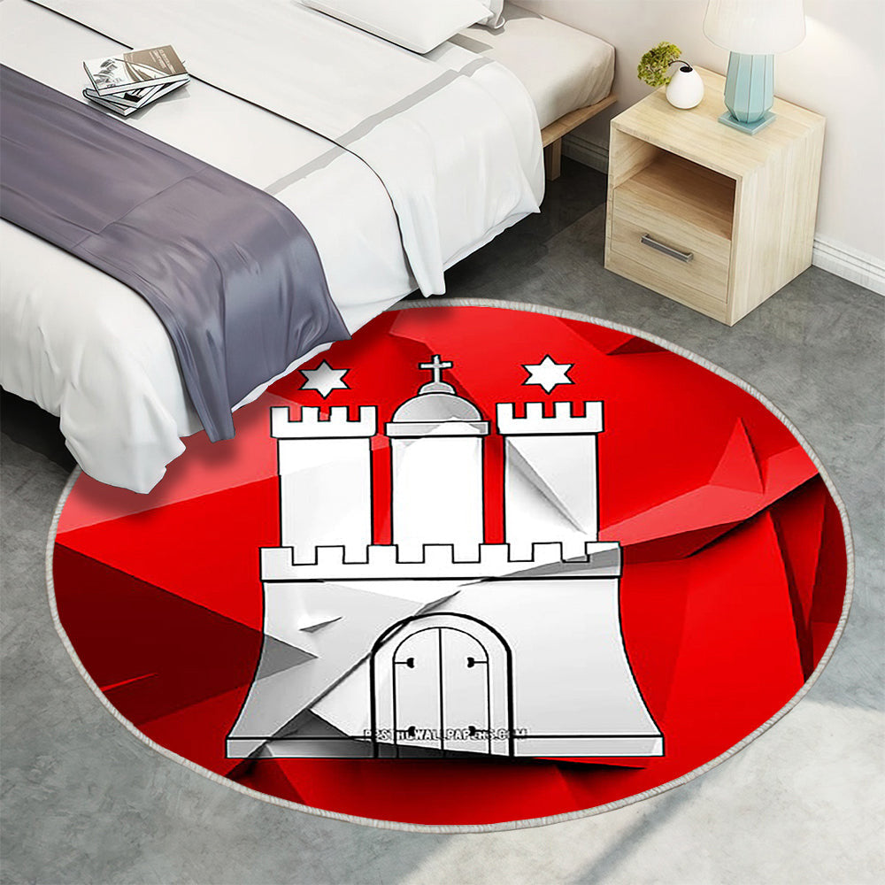 Flagge Von Hamburg Teppich Rund, Teppiche - Geometrische Kunst Outdoor Teppich Rund, Staaten Von Deutschland Teppich Wohnzimmer, Carpet, Rug