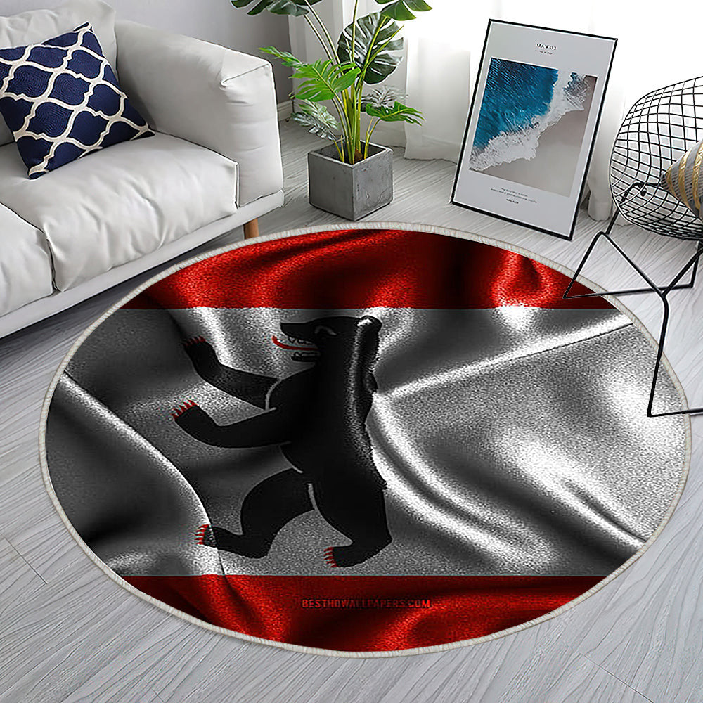 Berliner Flagge Seidenwellenfahnen Teppich Rund, Teppiche - Deutsche Staaten Outdoor Teppich Rund, Flagge Von Berlin Teppich Wohnzimmer, Carpet, Rug