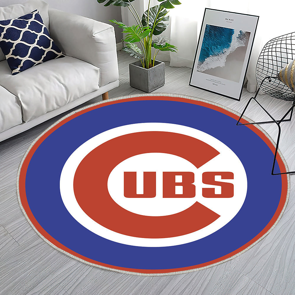 Hauptlogo der Chicago Cubs Teppich Rund, Teppiche - Outdoor Teppich Rund, Teppich Wohnzimmer, Carpet, Rug
