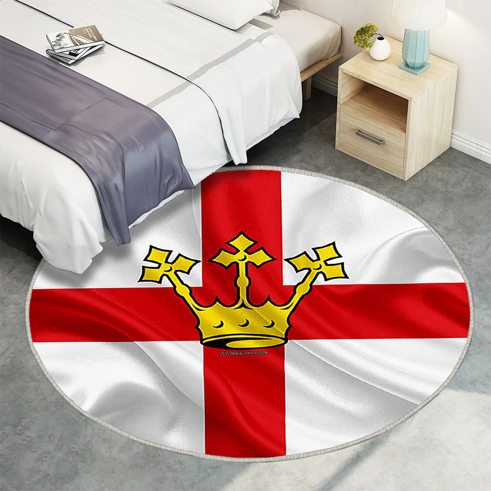 Flagge Koblenz Seideneffekt Teppich Rund, Teppiche - Weiße Rote Seidenflagge Outdoor Teppich Rund, Wappen Teppich Wohnzimmer, Carpet, Rug