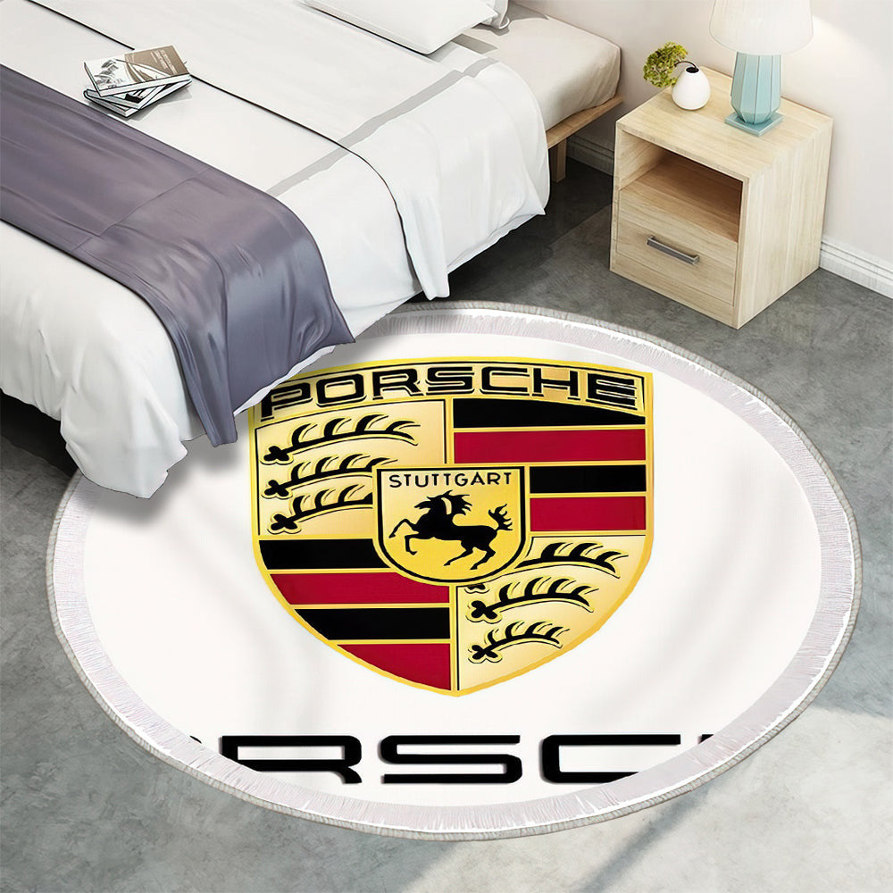 Porsche Logo011 Teppich Rund, Teppiche - Outdoor Teppich Rund, Teppich Wohnzimmer, Carpet, Rug