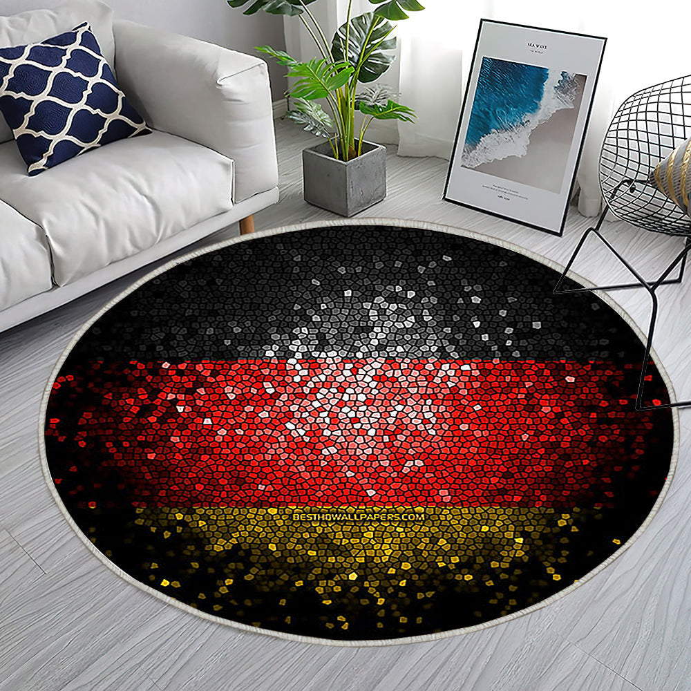 Deutsche Flagge Teppich Rund, Teppiche - Mosaikkunst Outdoor Teppich Rund, Europäische Länder Teppich Wohnzimmer, Carpet, Rug