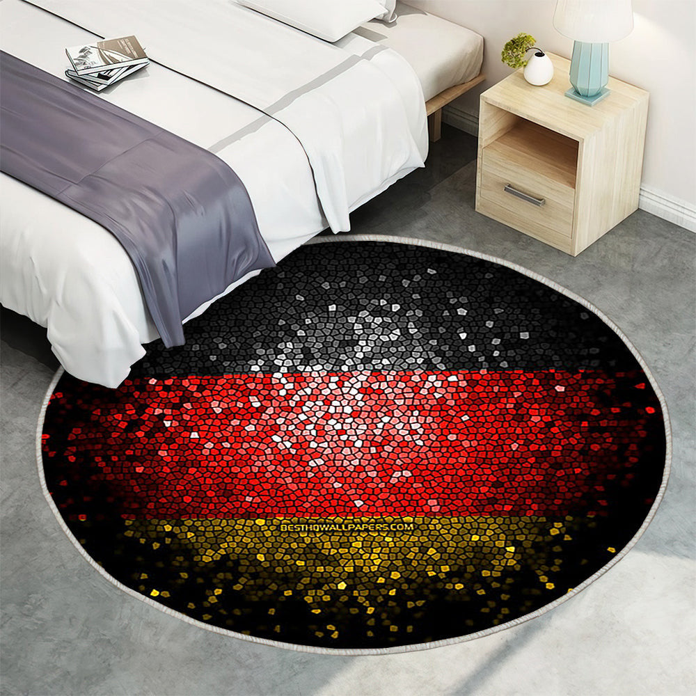 Deutsche Flagge Teppich Rund, Teppiche - Mosaikkunst Outdoor Teppich Rund, Europäische Länder Teppich Wohnzimmer, Carpet, Rug